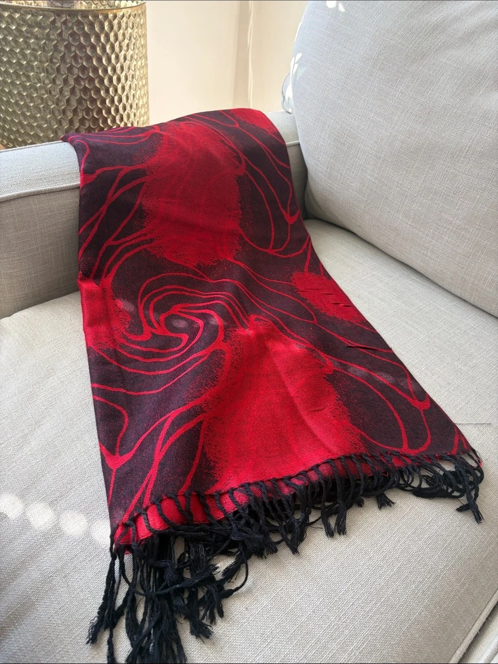 Red and Black Fringe Women's Scarf